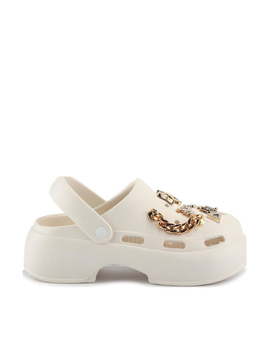 Fshoes Γυναικεία Σαμπό Λευκά