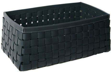 Leather Woven Large Dusty Decorative Basket Leather Artificial Leather Blue 50x30x21cm