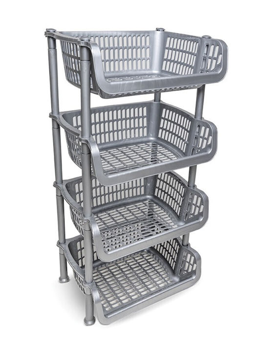 Viosarp Kitchen Rack Plastic 4 Tiers Gray 39.5x31.5x82.5cm