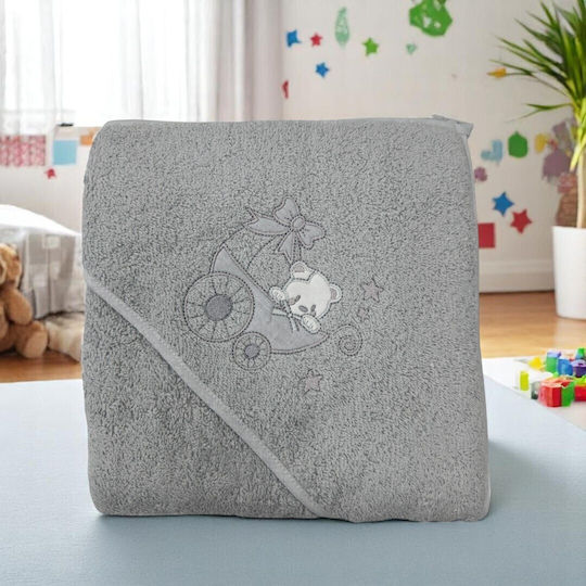 Blue Kids Baby Bathrobe Hooded 80x80cm