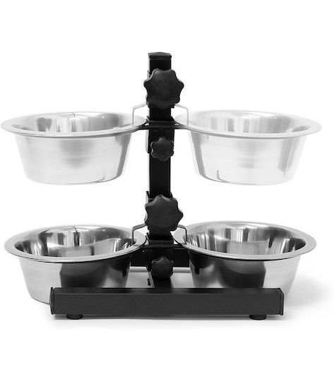 Relaxdays Bol din oțel inoxidabil Mâncare pentru Câine & Pisică pe Bază 2x 2.15lt 42cm