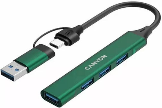 Canyon Hub 4 Θυρών USB 2.0 με σύνδεση USB-A Πράσινο