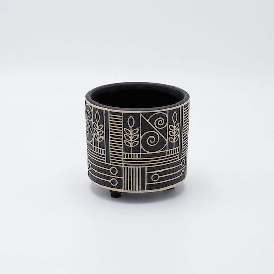 Ceramic Black Plant Pots 10.5x10.5x9.5cm 7 Pieces