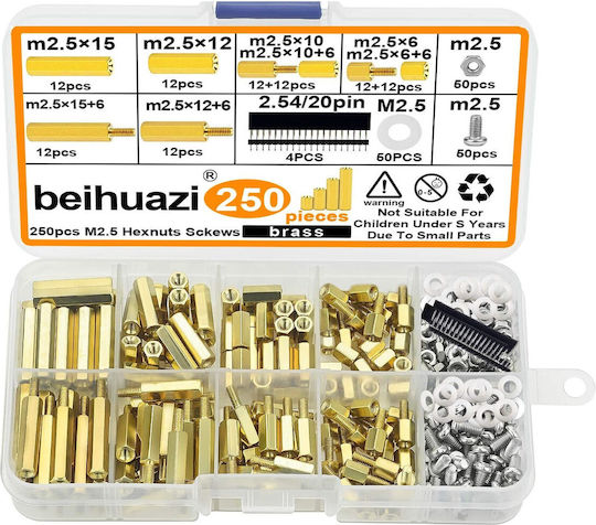 Hexagonal Spacers M2.5 Mother-father Pcb Raspberry Pi Base Plate Brass Plastic Screws Washers 250 Pieces