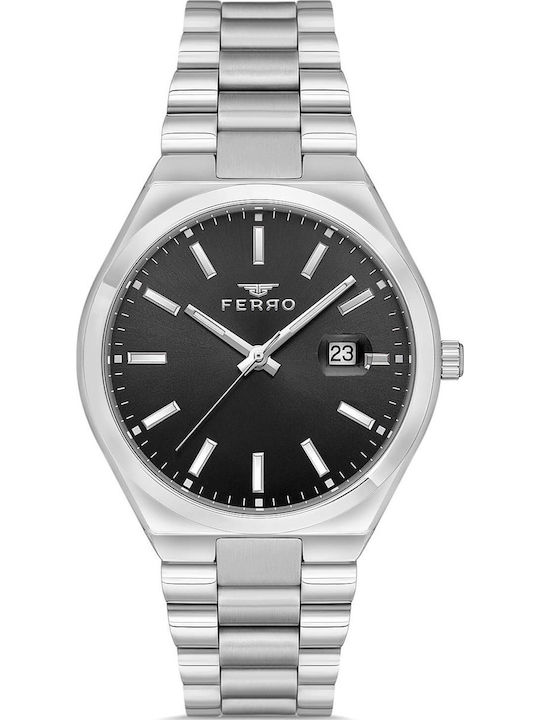 Ferro Men's Watch Battery with Silver Metal Bracelet