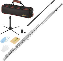 Eastar C Flute 16 Notes Offset G Set Stand Carrying Bag Cleaning Cloth Tuning Rod Beginners Children Students Nickel