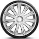 Set Car Hubcaps 14 Inches Nero Silver 141102