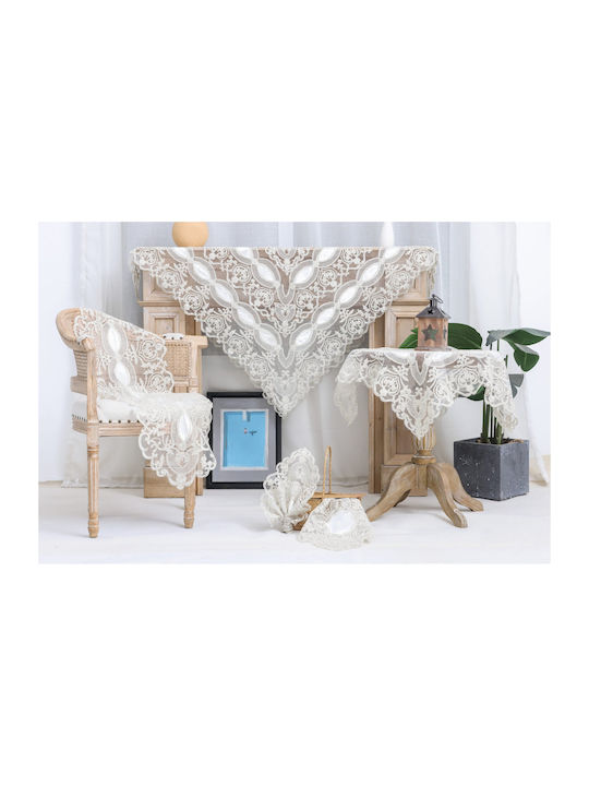 Liolios Home Tablecloth with Embroidery Ivory 150x220cm