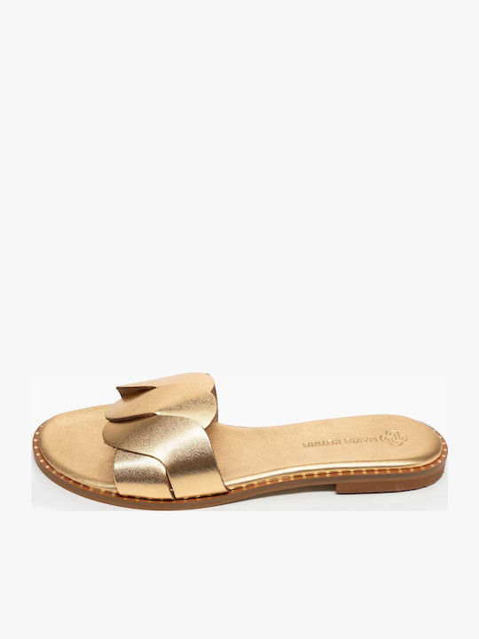 Sandale Casual Damă Aurii Din Piele