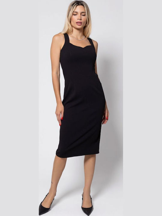 BelleFille Summer Midi Dress Sleeveless Black