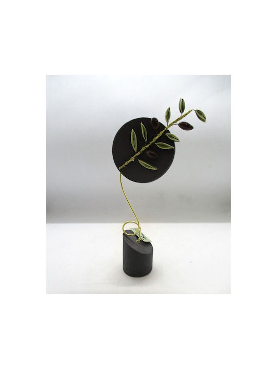 Olive Branch Round Ceramic Black Base 3x20 25-17-365 Rozos Ceramics Olive Branch Round Ceramic Black Base 3x20 25-17-365 Rozos Ceramics