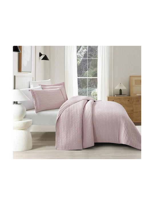 Liolios Home Σετ Μαξιλαροθήκες Καπιτονέ Dusty Rose 50x70εκ.