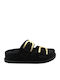 Δερμάτινα Γυναικεία Σανδάλια Flatforms Μαύρα
