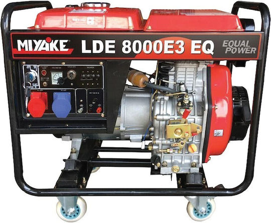 Miyake LDE12000Ε3 Трофазен Генератор Дизел с Миза, Гуми и Максимална Мощност 12.5kVA