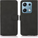 Khazneh Litchi Skin Texture Back Cover Leather Magnetic Black (Redmi Note 14S)