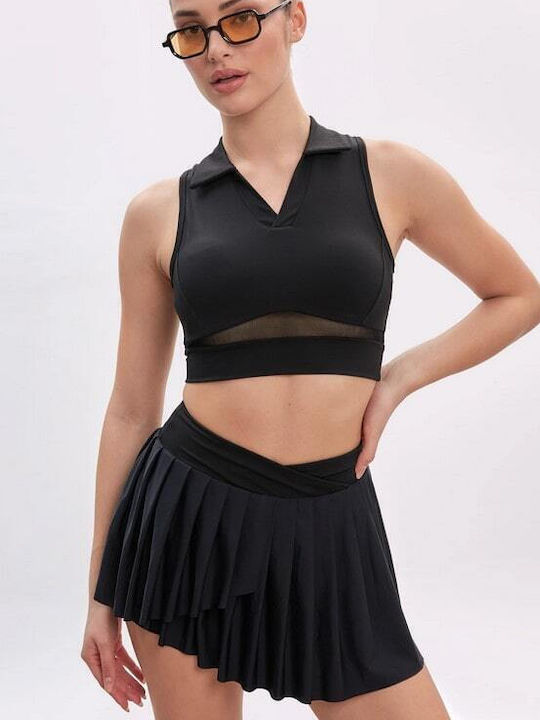 Damen Sportlich Polo Bluse Black
