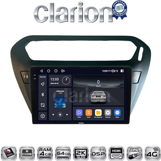 Clarion Sistem Audio Auto pentru Peugeot 301 Citroen C-Elysee 2012+ (Bluetooth/USB/WiFi/GPS/Apple-Carplay/Android-Auto)