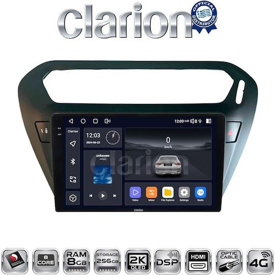 Clarion Ηχοσύστημα Αυτοκινήτου για Peugeot 301 Citroen C-Elysee 2012+ (Bluetooth/USB/WiFi/GPS/Apple-Carplay/Android-Auto)