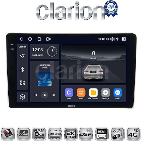 Clarion Ηχοσύστημα Αυτοκινήτου για Peugeot Expert Toyota Proace Citroen C2 / C3 / Jumpy / Berlingo 2001-2008 (Bluetooth/USB/WiFi/GPS/Apple-Carplay/Android-Auto)