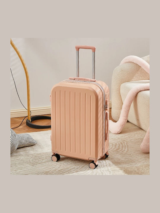 Kourk Carry-On Cabin Hard Travel Suitcase Peach With 4 Wheels Height 55cm
