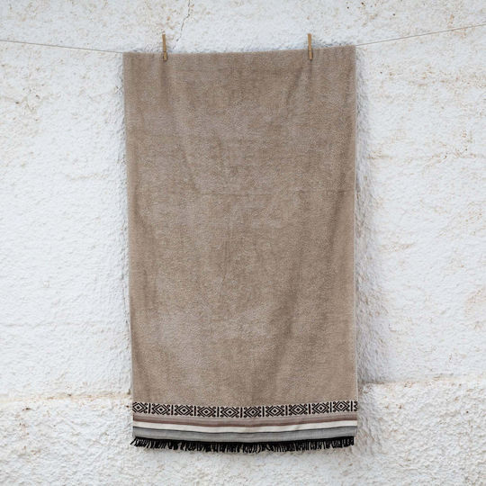 White Fabric Πετσέτα Θαλάσσης Βαμβακερή Μπεζ 80x160εκ.