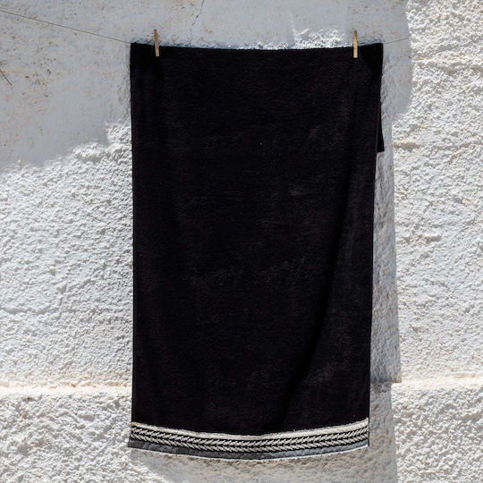 White Fabric Πετσέτα Θαλάσσης Βαμβακερή Μαύρη 80x160εκ.