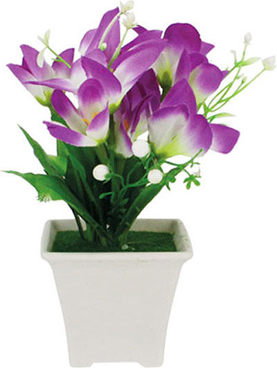 White Pot Purple Lilies 7.5x7.5x18cm 1/144pcs