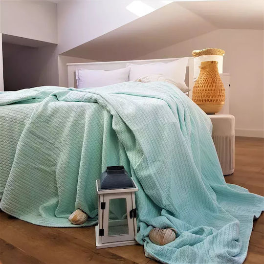 Kotonia Home Coverlet Queen Size Cotton Aqua 220x240cm
