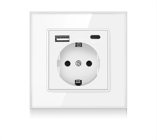 Luxion Single Mortice Πρίζα Ρεύματος Albă 1buc