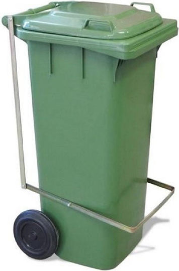 ICS Spa Plastic Wheeled Waste Bin 120lt with Pedal Green