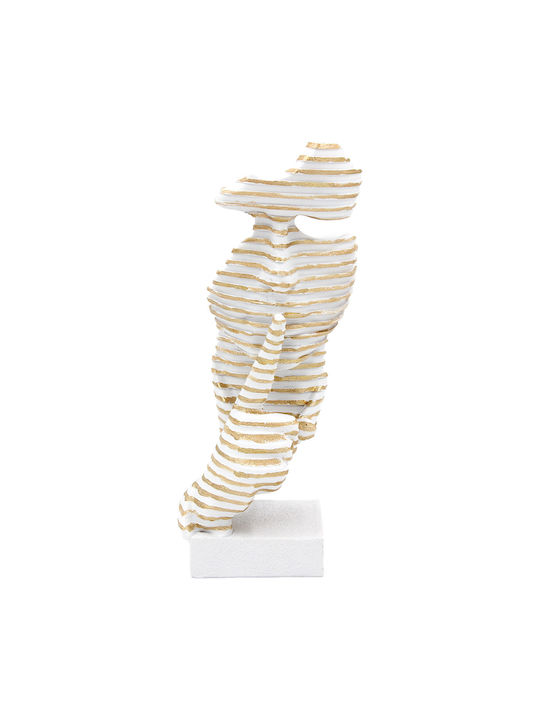 Decorative Polyresin 9x10x26 Face White Gold Ke...