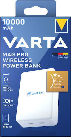 Varta Mag Pro MagSafe Power Bank 10000mAh 20W με 2 Θύρες USB-C Power Delivery Λευκό
