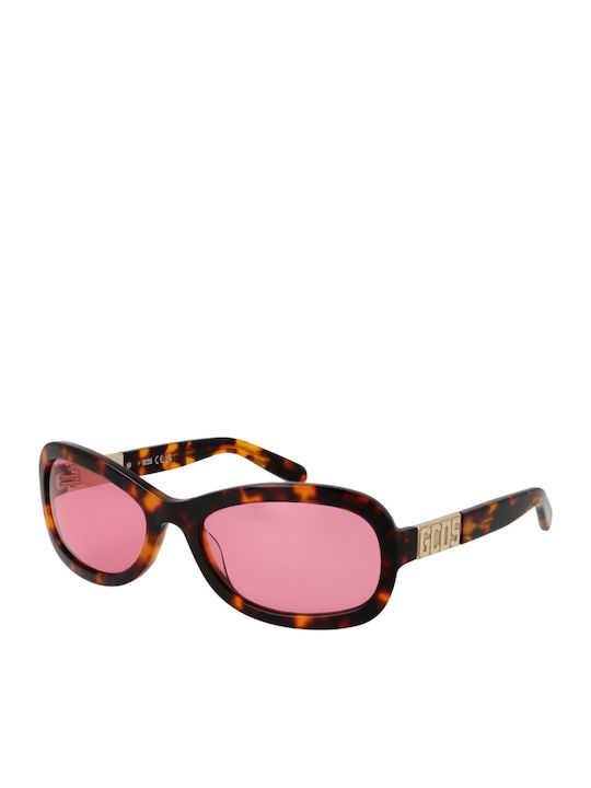 GCDS Unisex Sunglasses with Brown Plastic Frame and Brown Lens