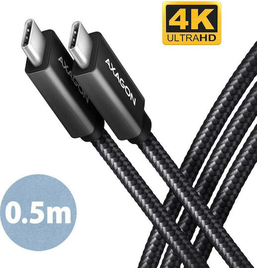 Axagon Braided USB 3.2 Video Cable USB-C male - USB-C 100W PD Μαύρο 0.5m