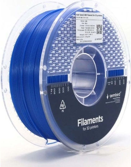 Gembird Filament Pentru Imprimante 3D ABS 1.75mm Albastru 1kg 1 Bucată Bobină