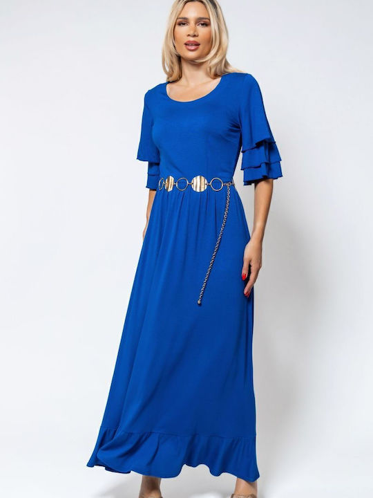 Summer Maxi Dress with Ruffles Blue Roua
