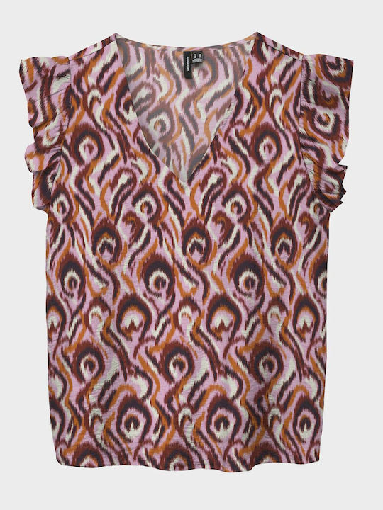 Vero Moda Women's Blouse with V Neckline Pink