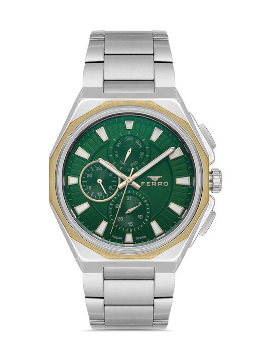 Ferro Men's Watch Battery with Silver Metal Bracelet