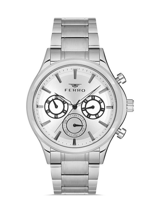 Ferro Men's Watch Battery with Silver Metal Bracelet
