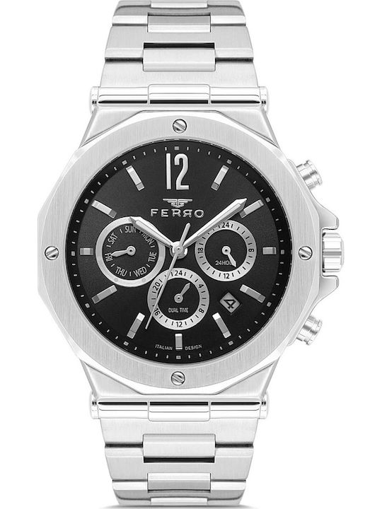 Ferro Men's Watch Battery with Silver Metal Bracelet