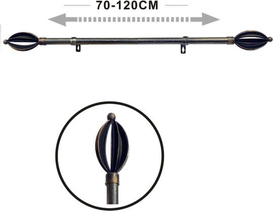 Tpster Metallic Curtain Pole Single Φ16mm 70cm Black-gold