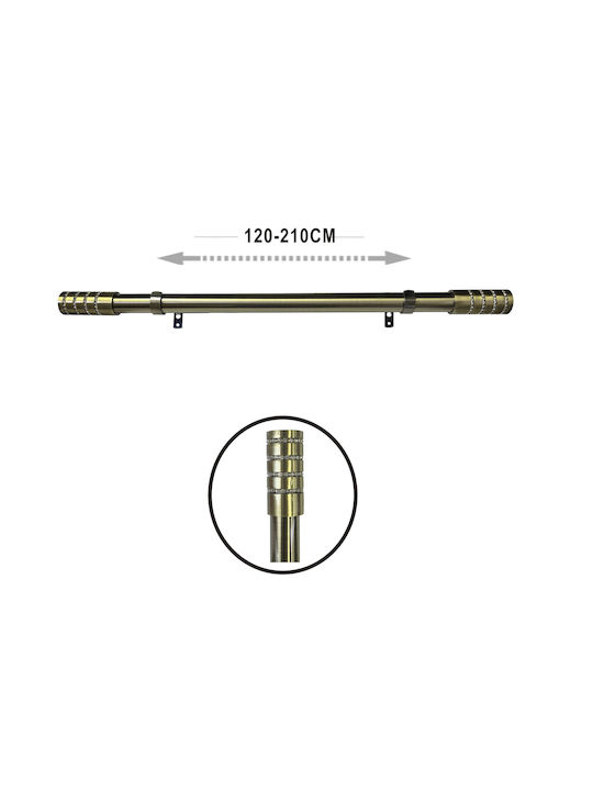 Tpster Metallic Curtain Pole Single Φ25mm 120cm Gold