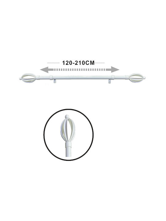 Tpster Metallisch Vorhangstange Einfach Φ16mm 120cm White