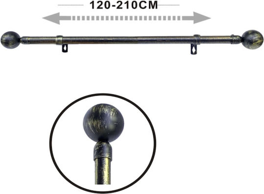 Tpster Μεταλλικό Κουρτινόξυλο Μονό Φ16mm 120εκ. Μαύρο 32940