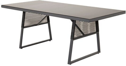 Dallas 813 Table Dining Room with Glass Surface Black Velvet-Black Metal 90x77cm