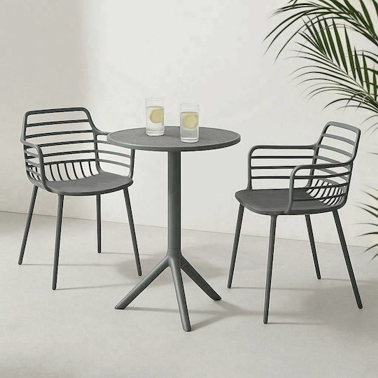 Garten- und Outdoor-Möbelsets Typsatz Speisesaal 3 Stück Grau GRD534 Runde GR