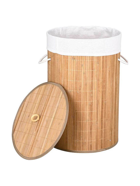 Bakaji Laundry Basket Bamboo Collapsible 70L with Cap