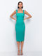 Summer Midi Dress Sleeveless with Tearing Emerald