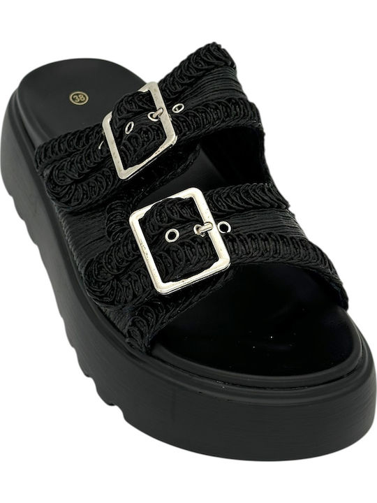 Women's Flat Sandals Anatomic Flatforms in Black Color