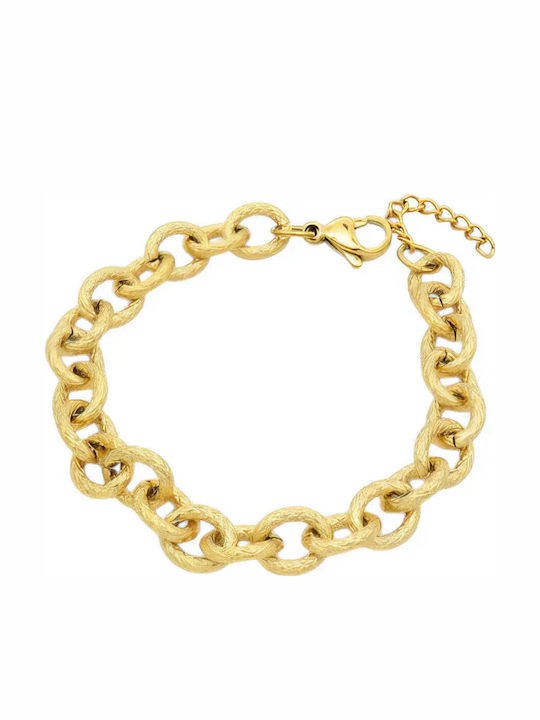 Charmy Chain Hand made of Steel Gold-plated Wide Thickness 30mm and Length 17cm